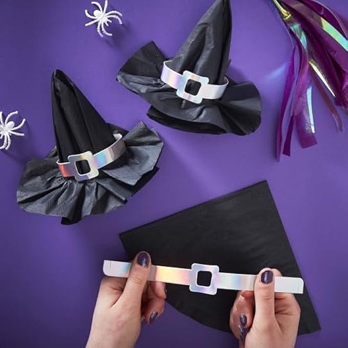 BLACK WITCH HAT PARTY PAPER NAPKINS TABLEWARE FOR HALLOWEEN 12 PACK, SPOOKY - Image 2